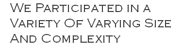 We Participated in a Variety Of Varying Size And Complexity 